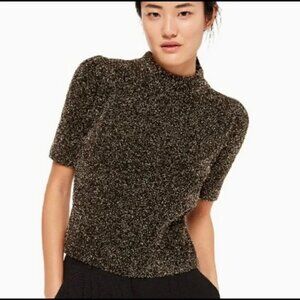 Kate Spade Dashing Beauty Black Gold Metallic Textured Sweater Size Medium NWOT